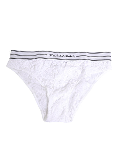White Lace Slip Brief Logo Waistband Underwear