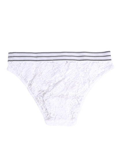 White Lace Slip Brief Logo Waistband Underwear