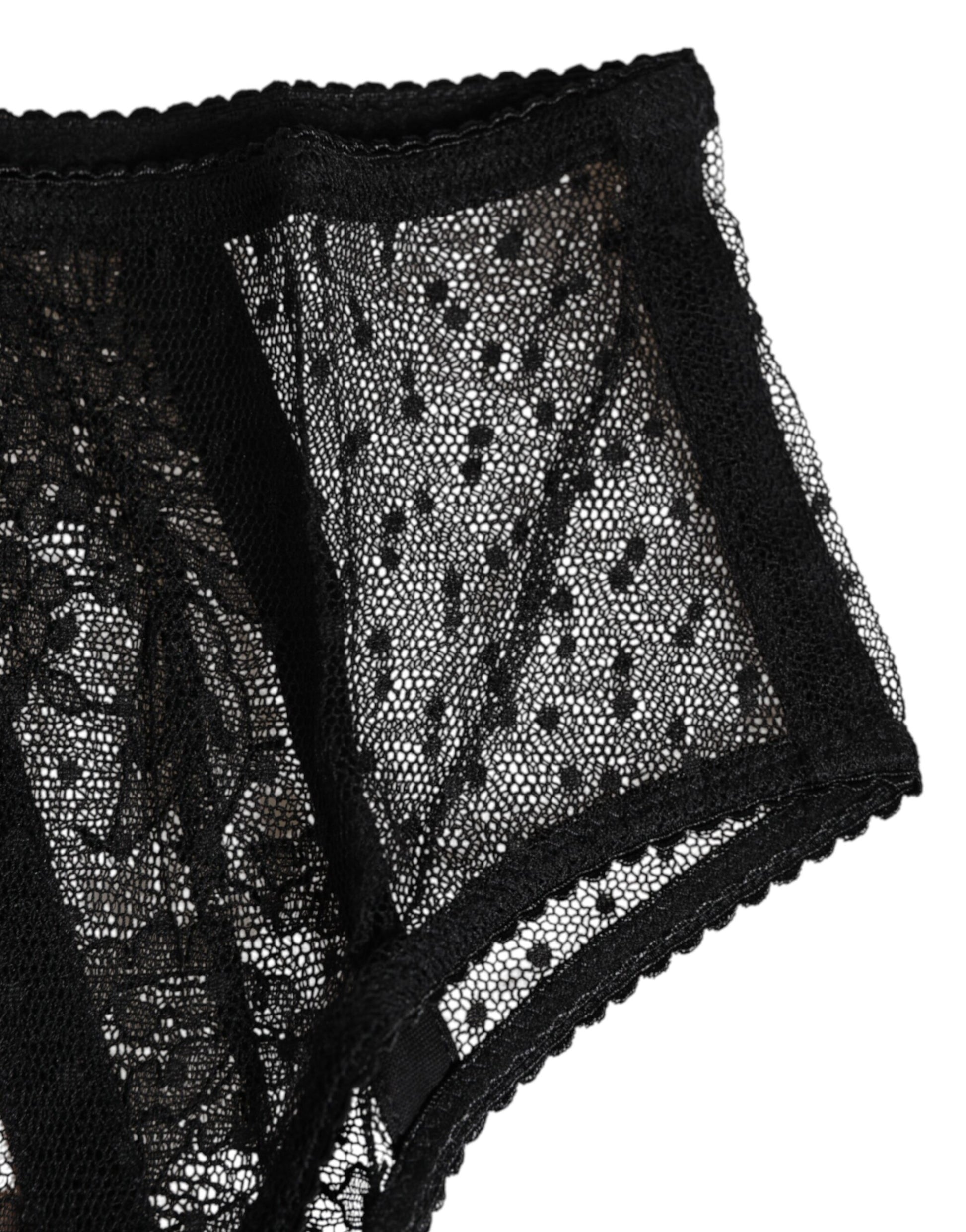 Black Floral Lace Sheer Mesh High Waist Underwear