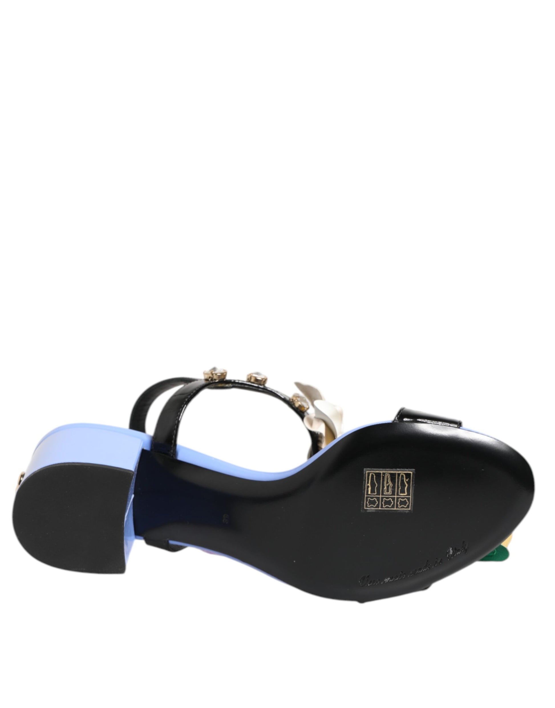 Multicolor Floral Appliqué Crystal Sandal Shoes