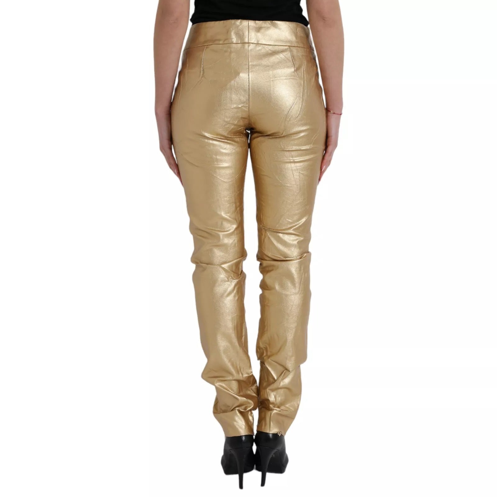 Gold High Waist Skinny Women Metallic Pants