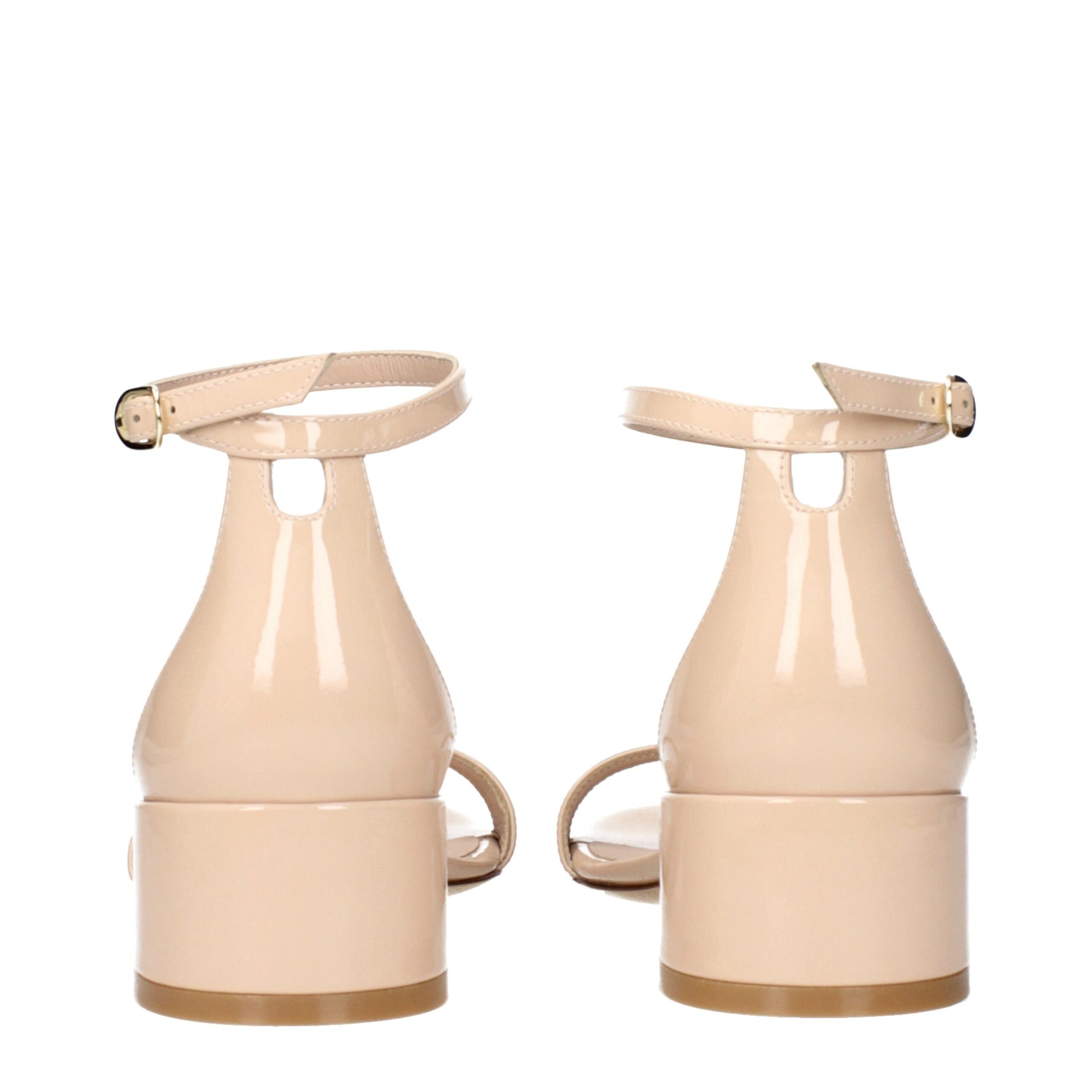 Beige Leather Flat Sandals