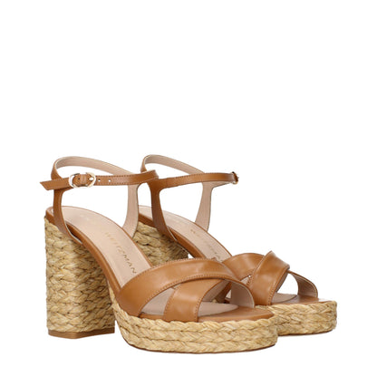 Brown Leather Platform Sandals