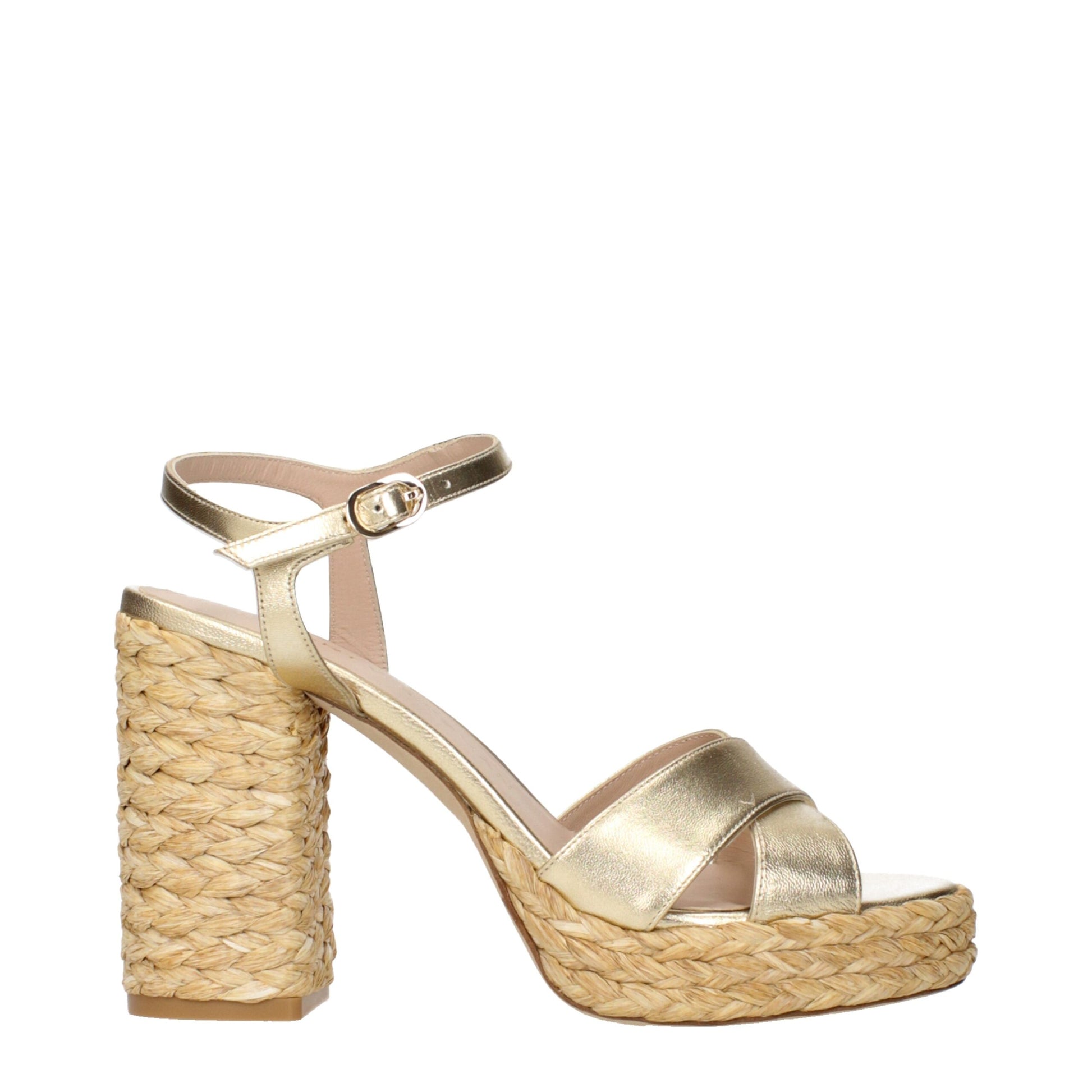 Gold Leather Platform Sandals