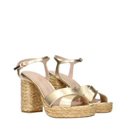 Gold Leather Platform Sandals