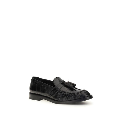 Black Rubber Slip-On Loafers