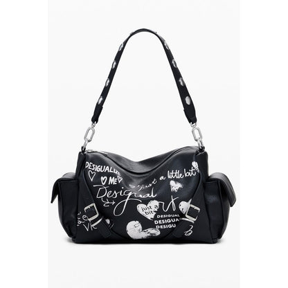 Black Polyethylene Women Handbag