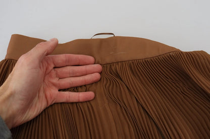 Beige Longuette Plisse Chiffon Midi Skirt