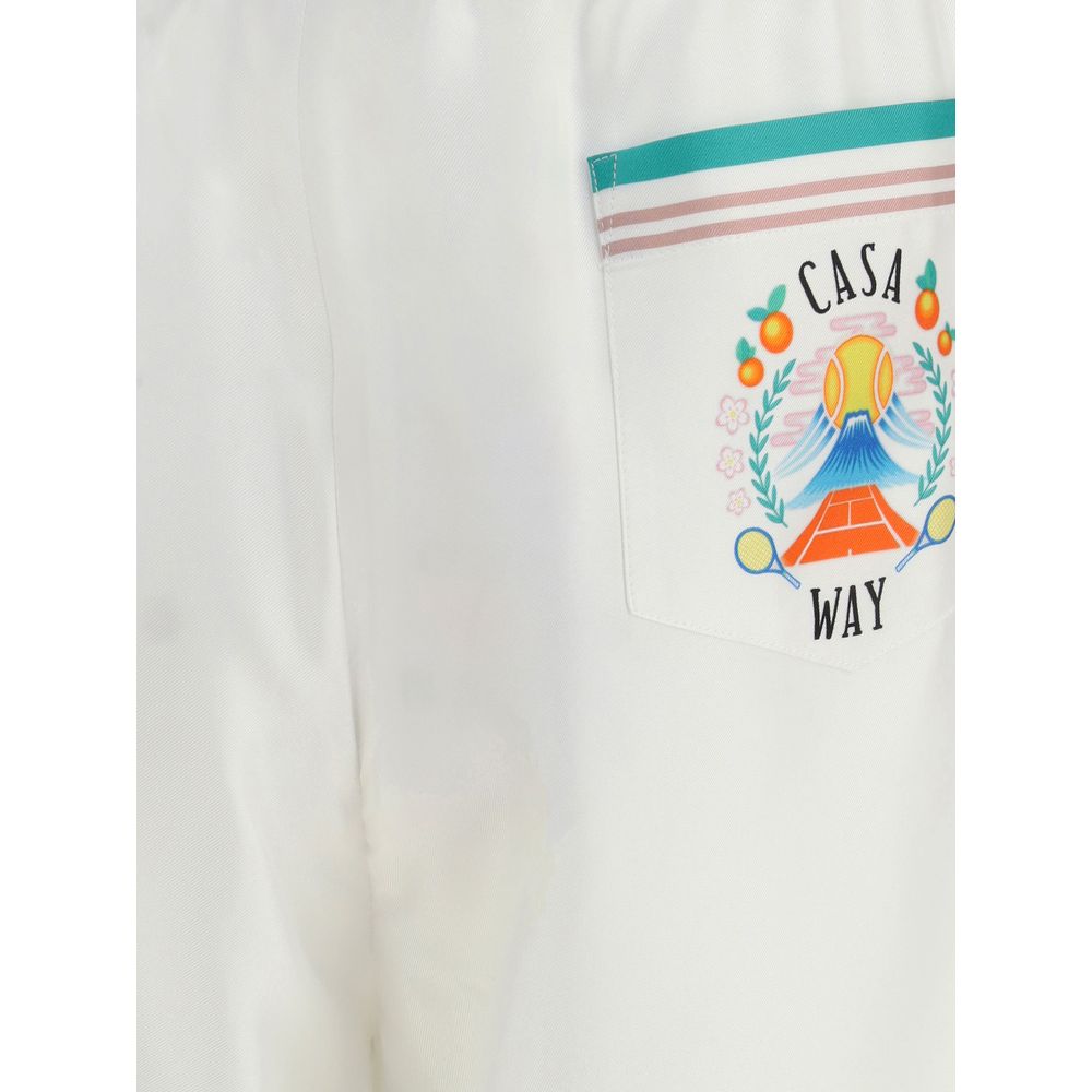 White Silk Bermuda Shorts