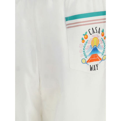 White Silk Bermuda Shorts