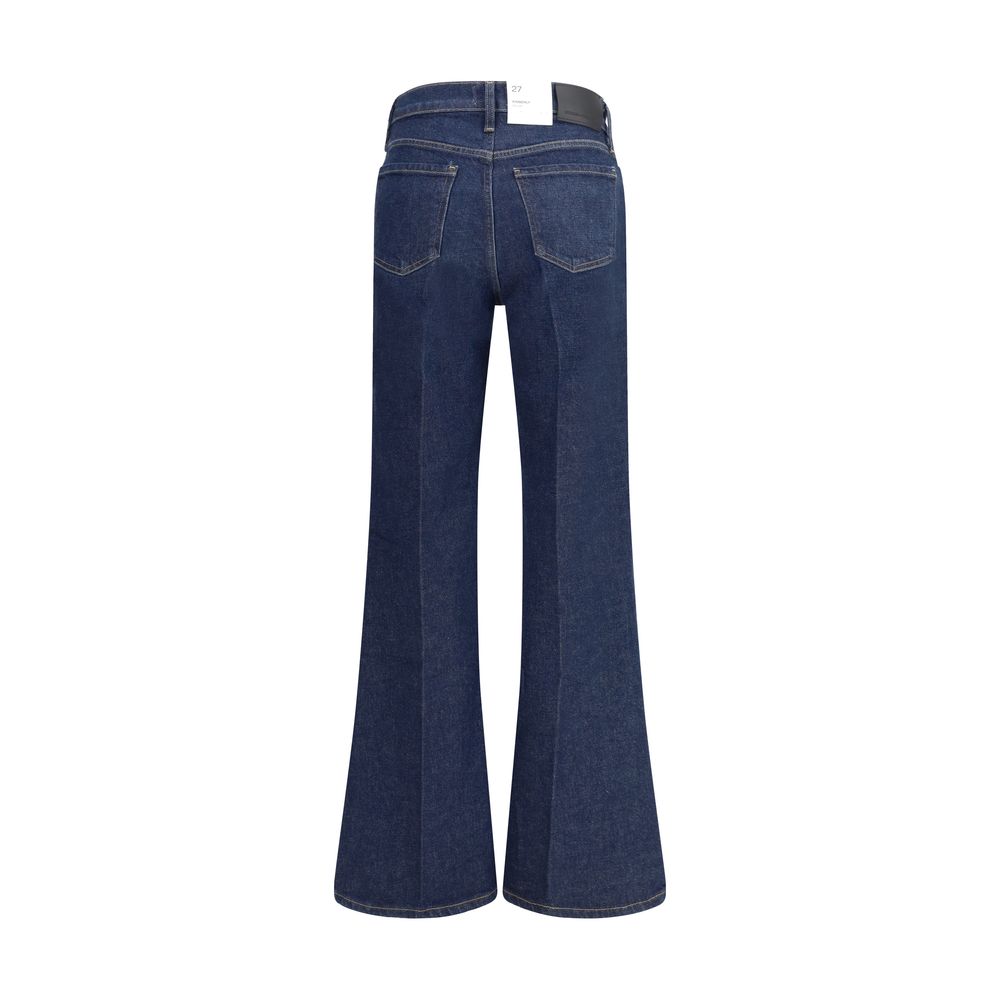Blue Cotton Flared Jeans