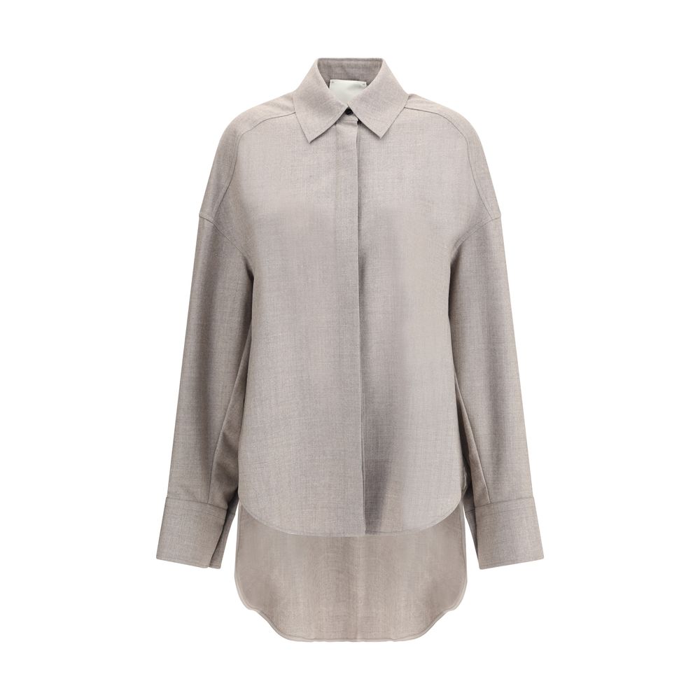 Gray Fleece Wool Dress Shirt