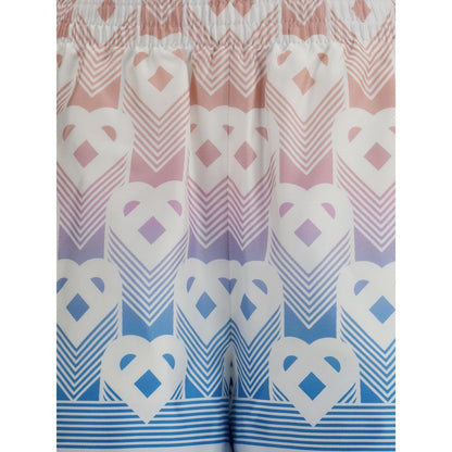 Gradient Heart Monogram Silk Shorts