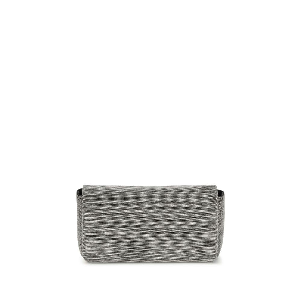 Gray Leather Shoulder Bag