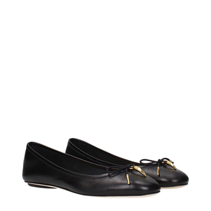 Black Leather Ballet Flats