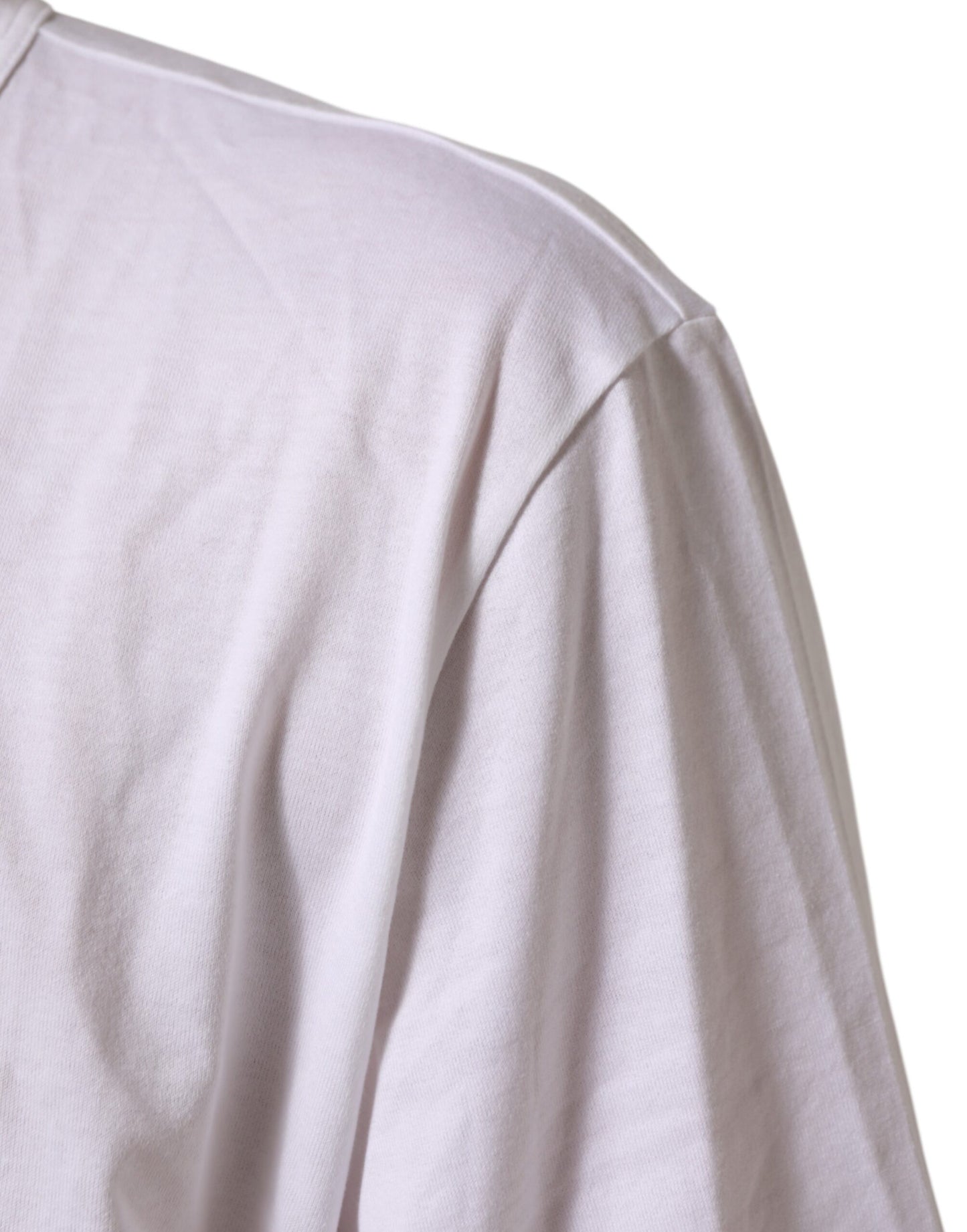 White Cotton V-Neck Short Sleeves T-shirt