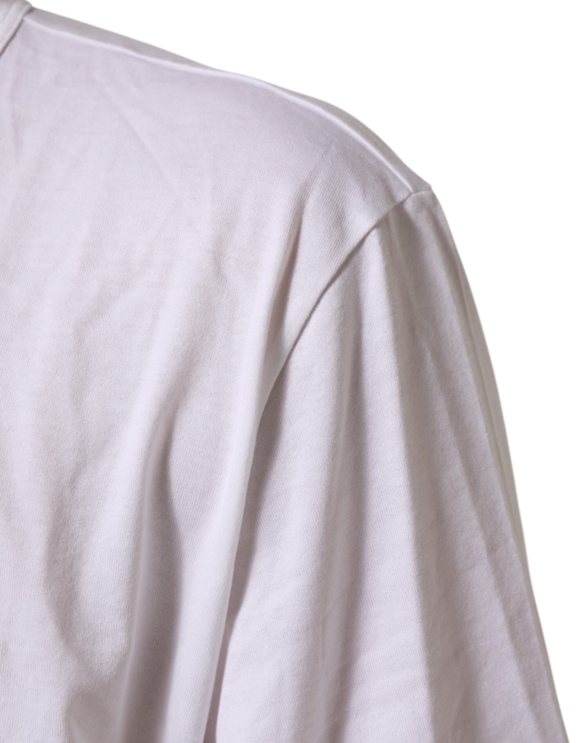 White Cotton V-Neck Short Sleeves T-shirt