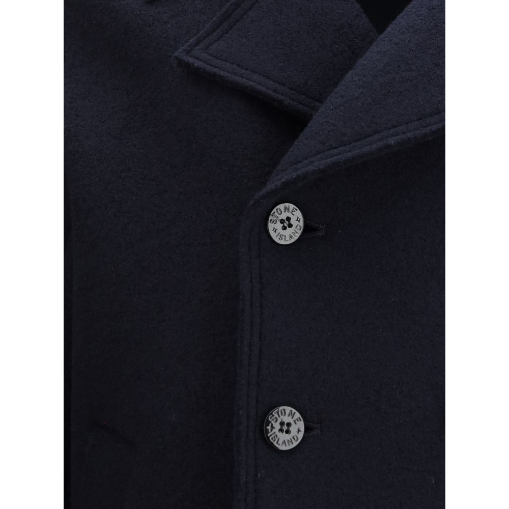 Blue Fleece Wool Coat