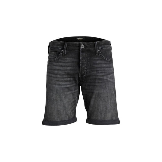 Black Cotton Bermuda Shorts