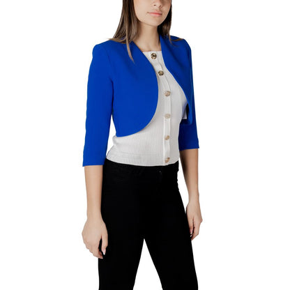 Blue Polyester Full-Length Jacket