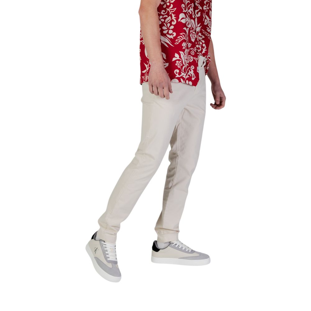 Beige Cotton Skinny Pants