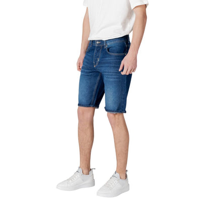 Blue Cotton Bermuda Shorts