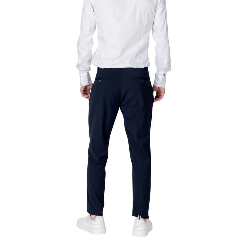 Blue Polyester Dress Pants