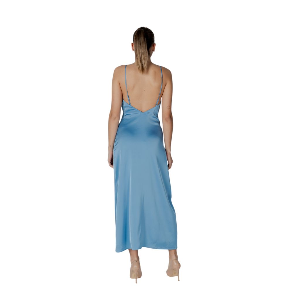 Turquoise Polyester Long Dress