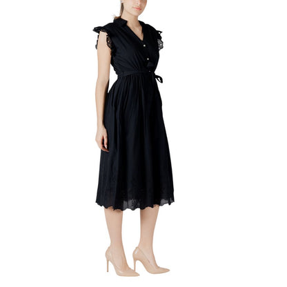 Black Cotton Midi Dress