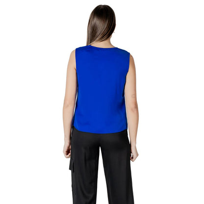 Blue Polyester Tank Tops