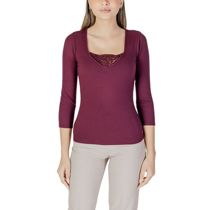 Purple Viscose Long Sleeve T-Shirt
