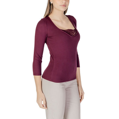 Purple Viscose Long Sleeve T-Shirt