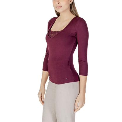 Purple Viscose Long Sleeve T-Shirt