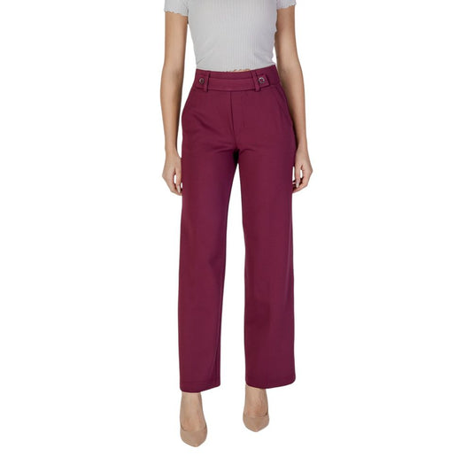 Purple Viscose Casual Pants