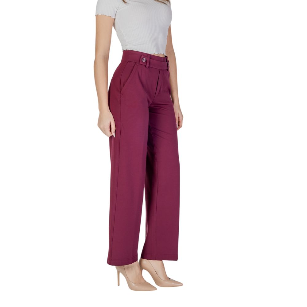 Purple Viscose Casual Pants