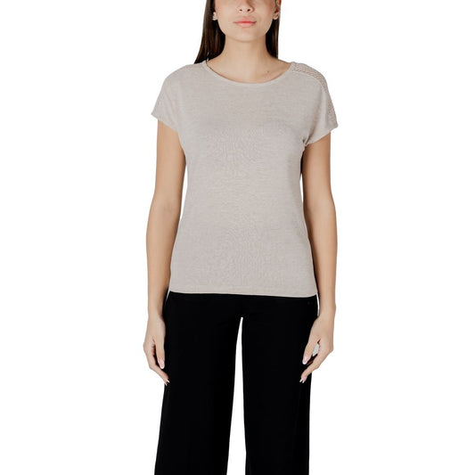 Beige Polyester T-Shirt