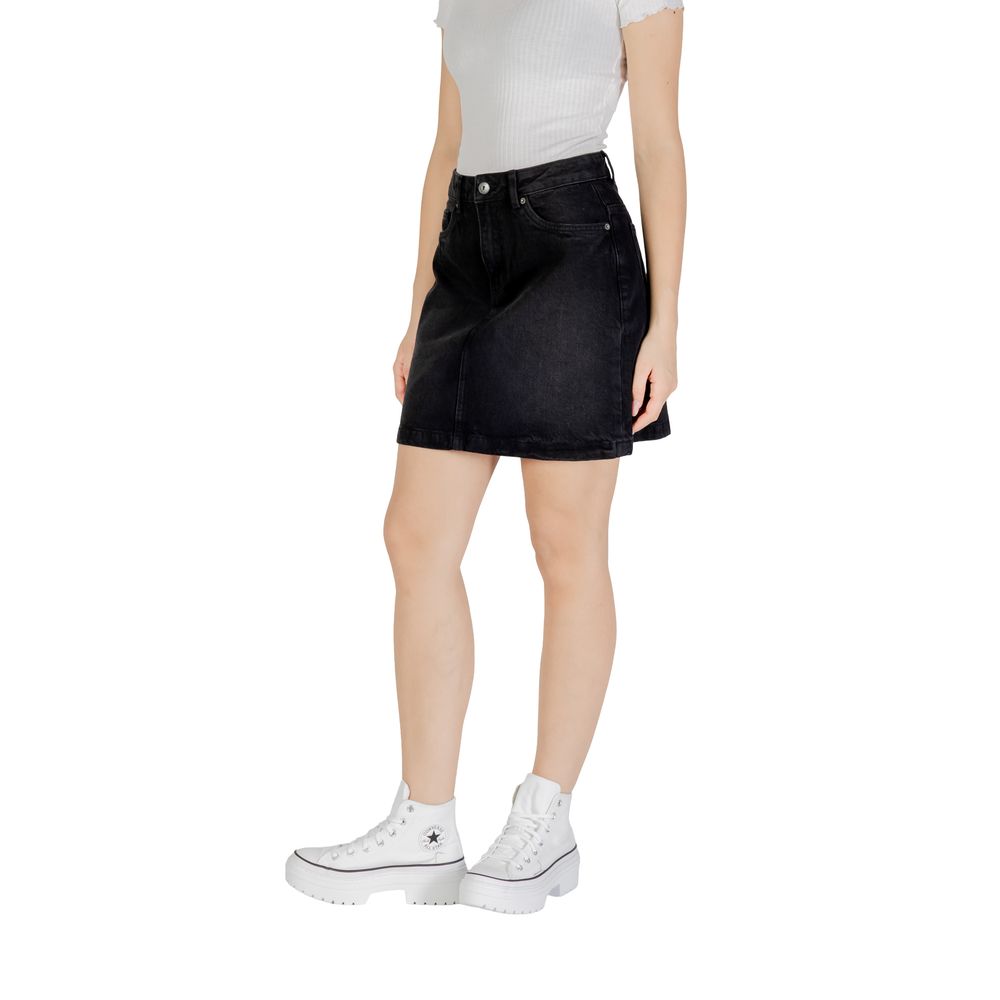 Black Cotton Mini Skirt