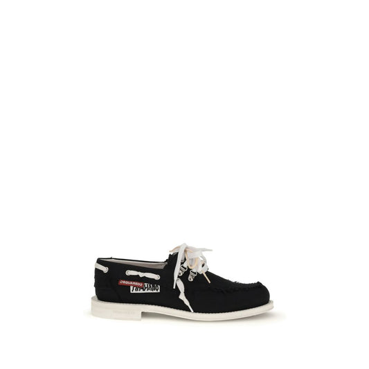 Black Cotton Slip-On Loafers