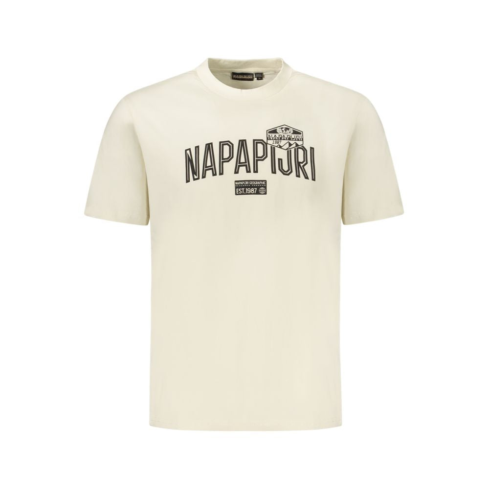 Beige Cotton Men T-Shirt