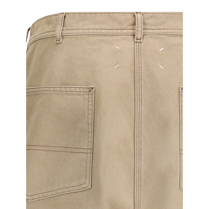Beige Cotton Casual Pants