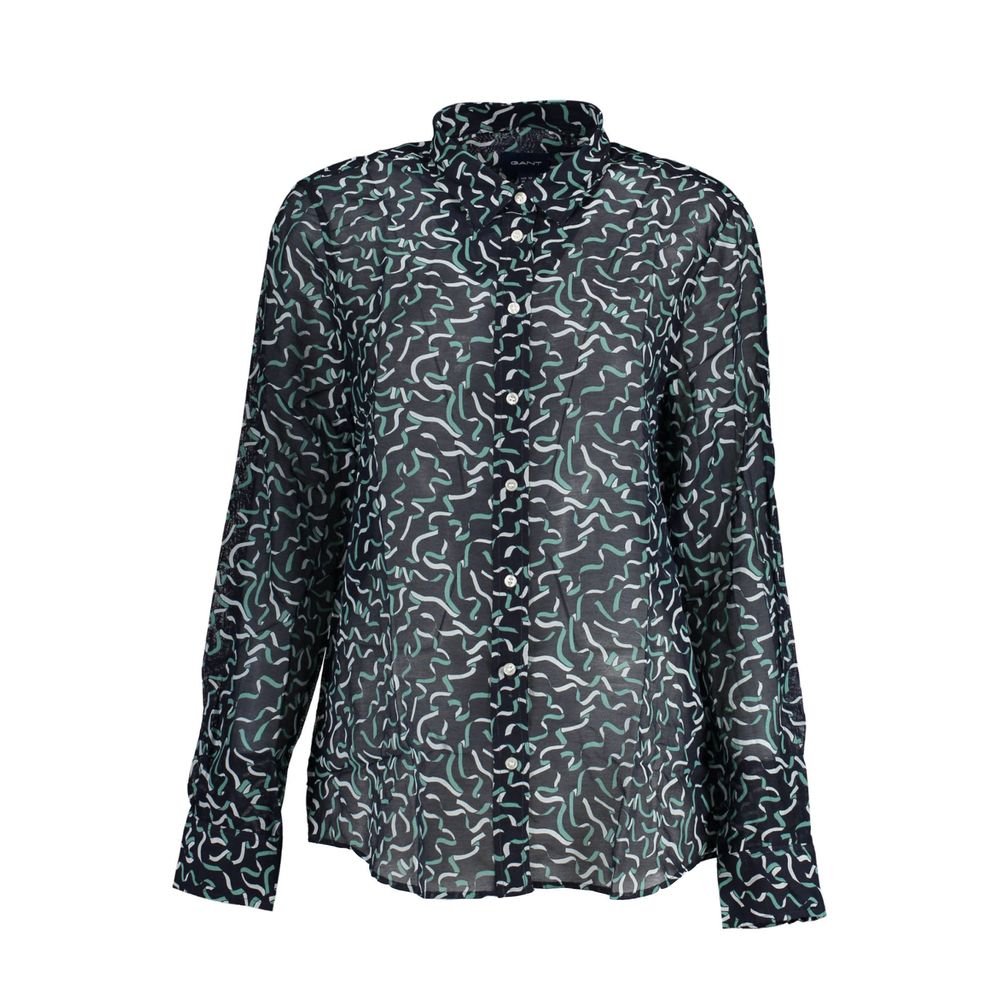 Blue Cotton Women Shirt