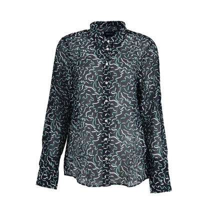 Blue Cotton Women Shirt