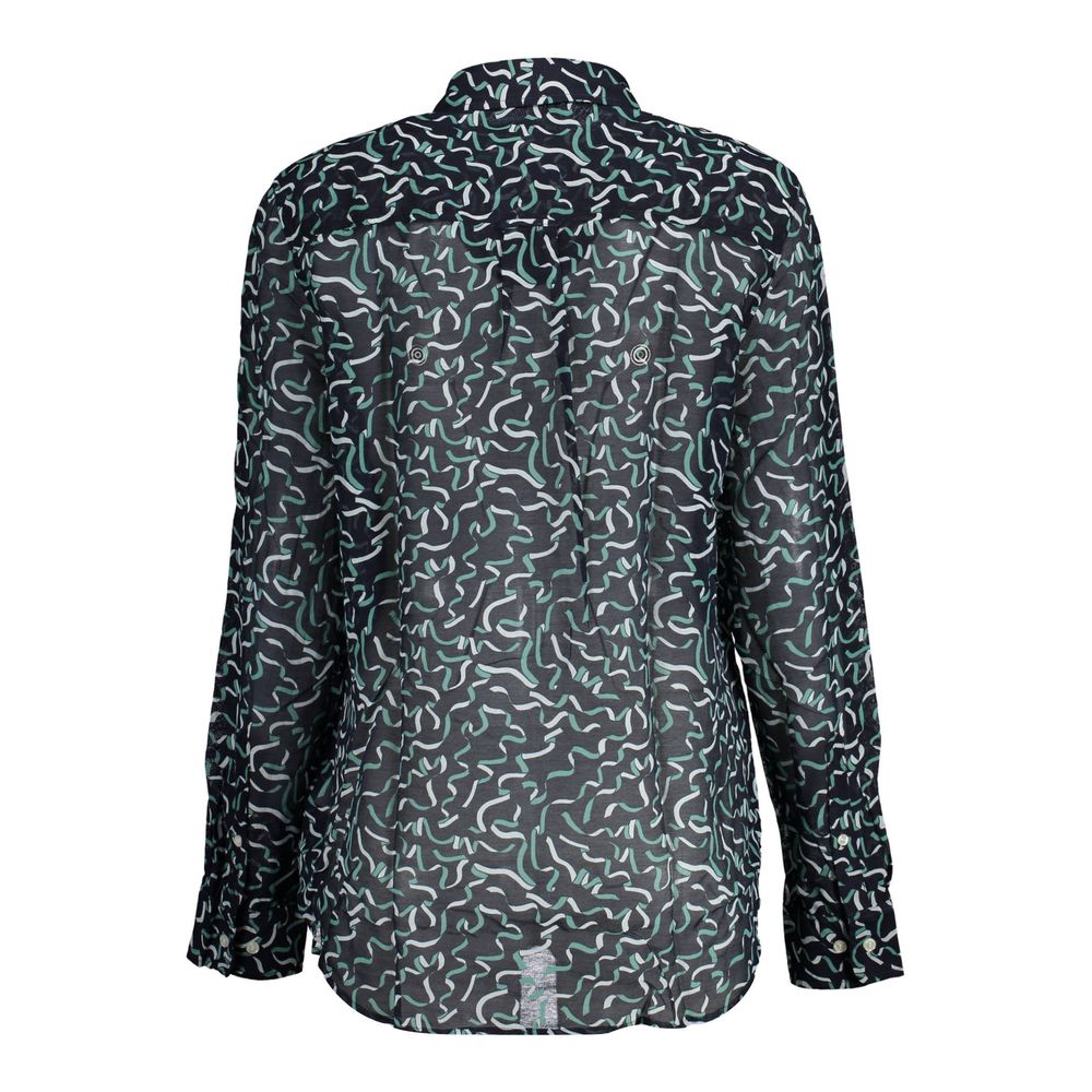 Blue Cotton Women Shirt