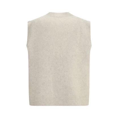 Cream Raccoon Fur Sleveless Jacket