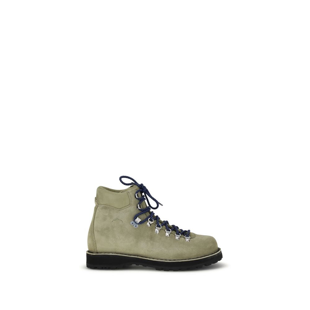 Green Leather Lace-Up Boots