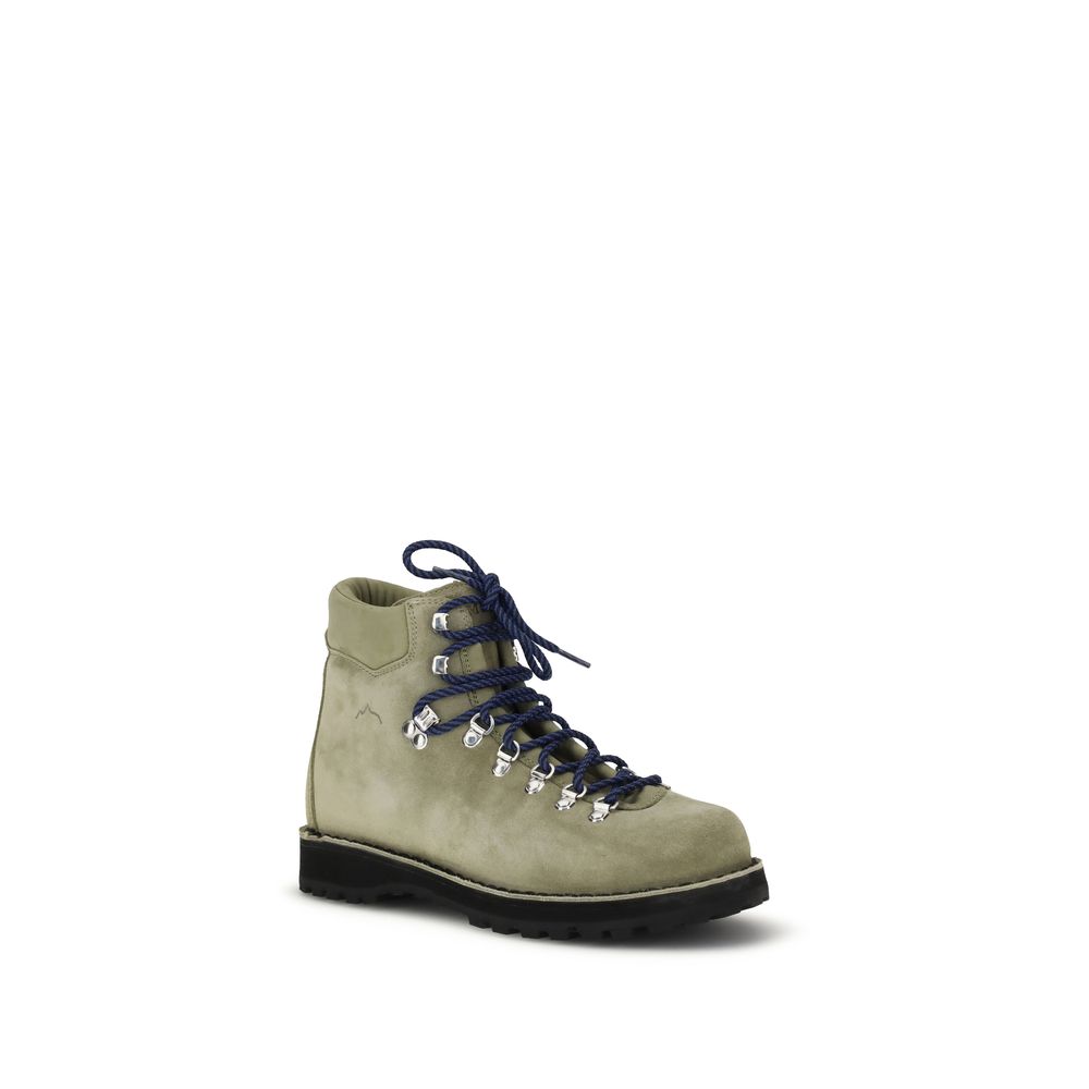 Green Leather Lace-Up Boots
