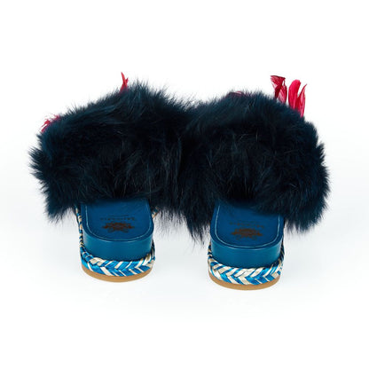 Blue Lamb Leather Women Sandal