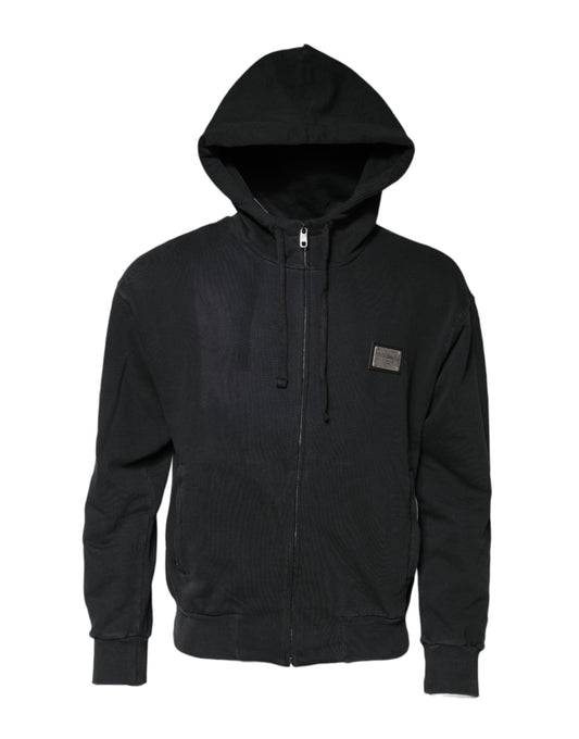 Black Logo Full Zip Hooded Sweatshirt Sweater