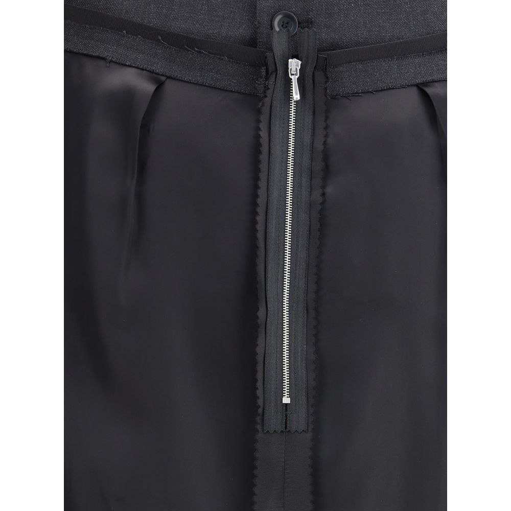 Black Polyester Midi Skirt