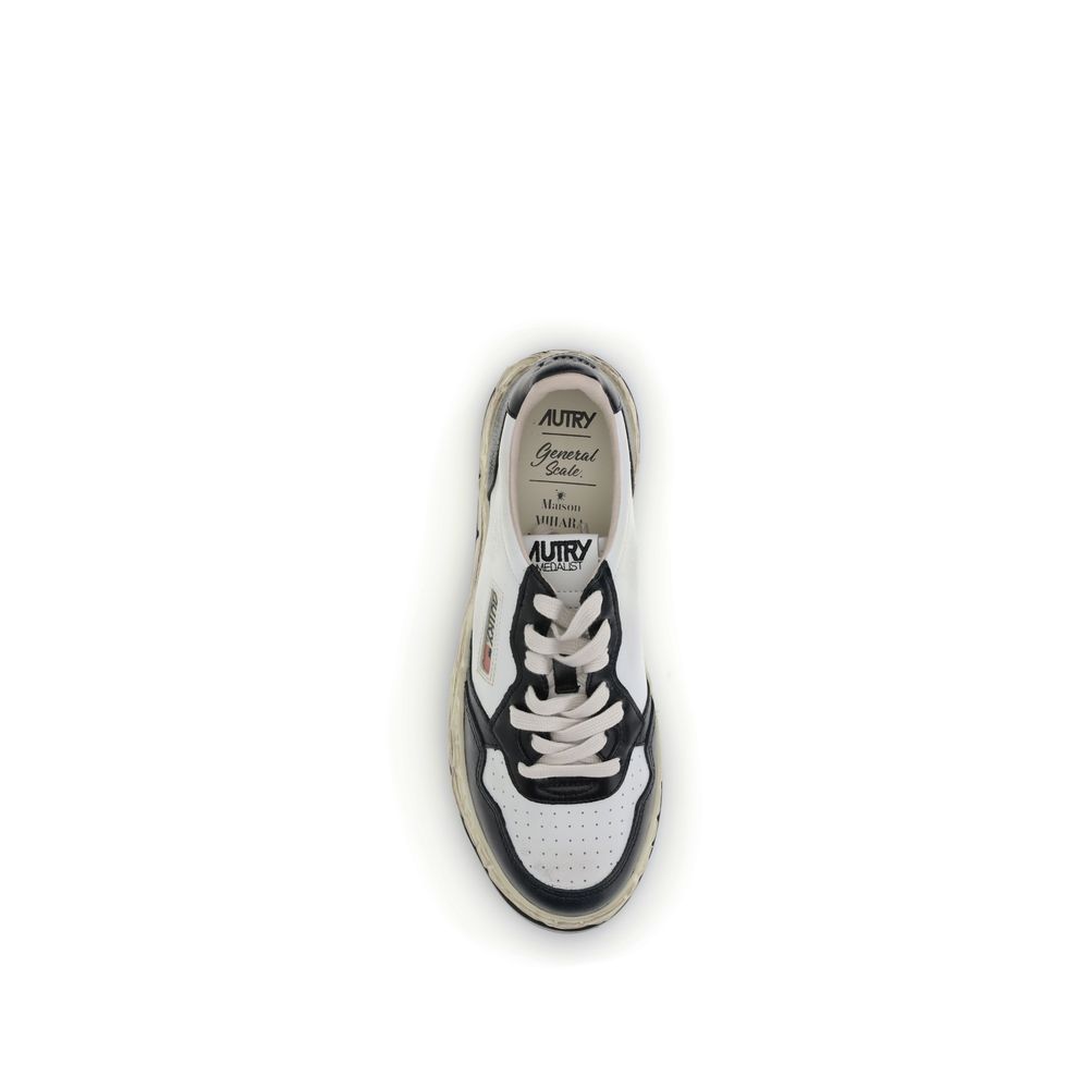 Cream Leather Athletic Sneakers